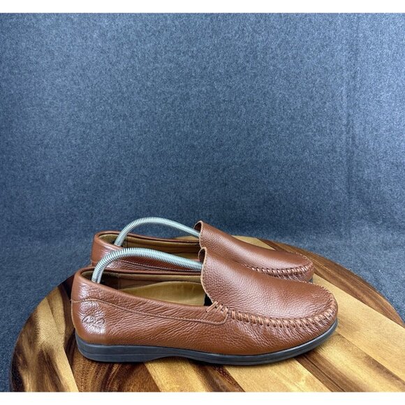 Arnold Palmer Augusta Loafer Men 10 Brown Leather Round Toe Slip On Casual Shoes - Picture 1 of 12
